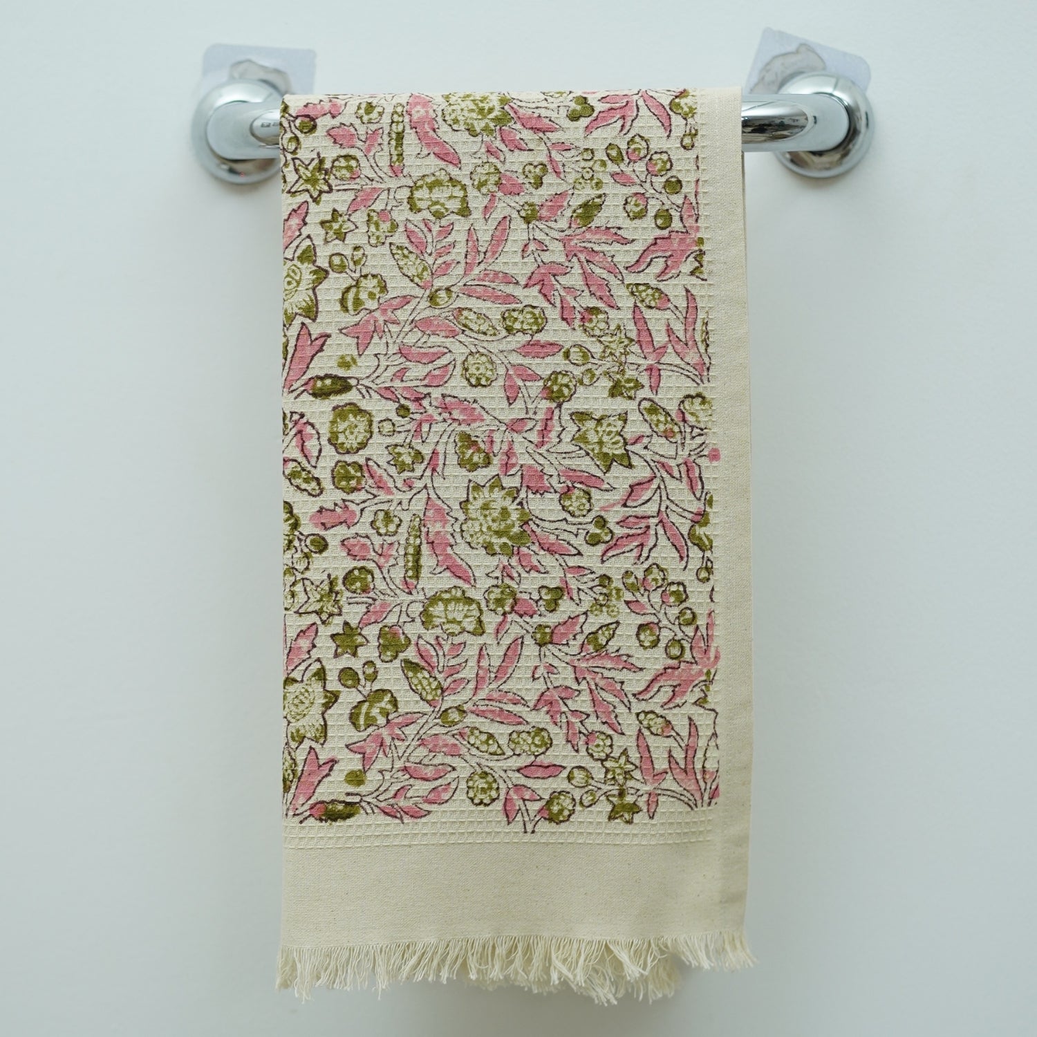 Handblock Printed Decorative Cotton Waffle Towels Floral Elegance Hand Towels - Chiranjiv By Fabdivine