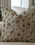 Throw Pillow Versatile – Handblock Printed Thick Linen with Sandhya Red Floral Design By Fabdivine.