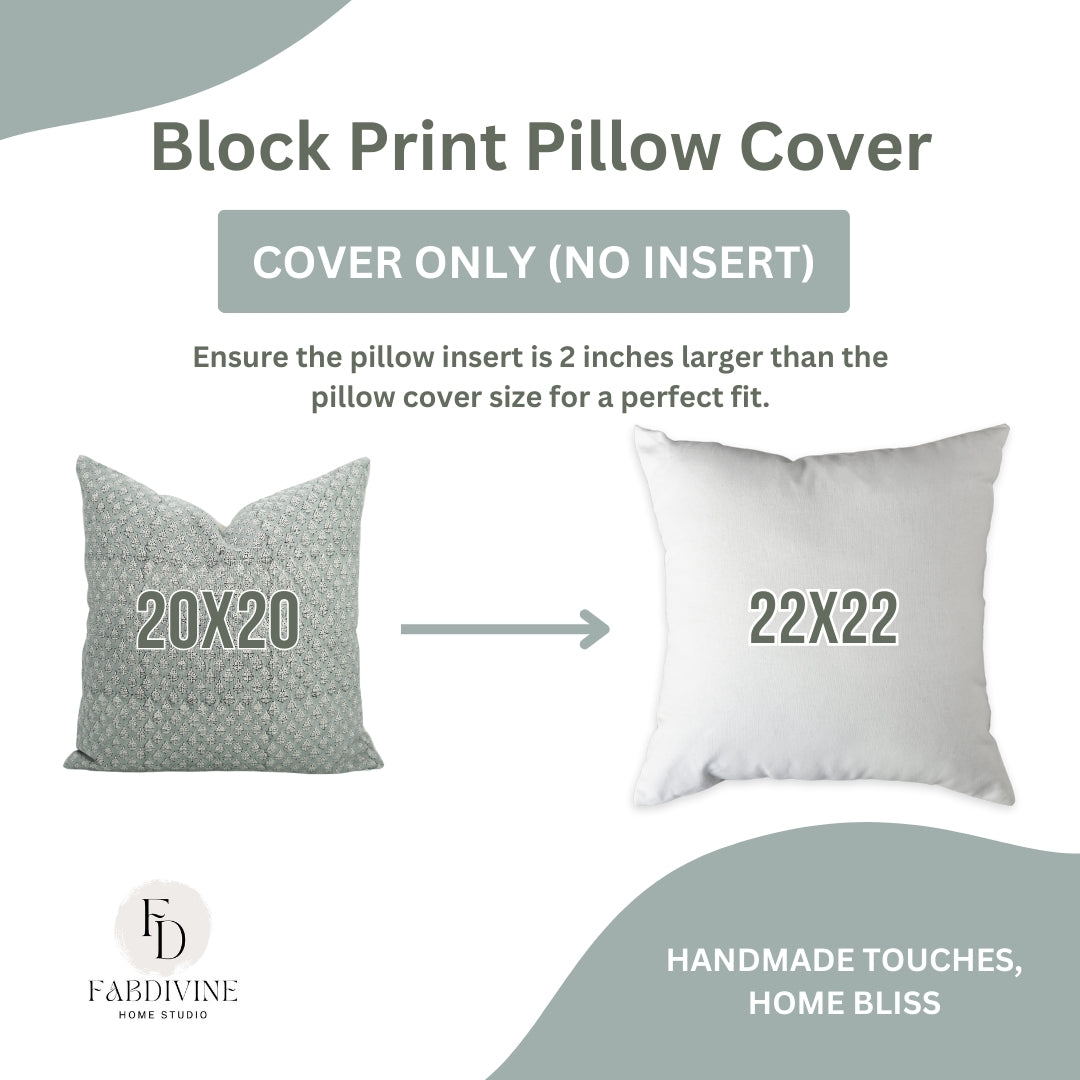 Block Print Pure Linen  Pillow Cover-Riva