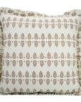 Block Print Thick Cotton White Frill Pillow Cover-Darpan