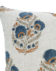 Handmade Designer Floral Block Printed Viscose Linen Pillow Cover For Living Room - Mohini