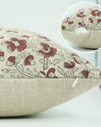 Throw Pillow Versatile – Handblock Printed Thick Linen with Sandhya Red Floral Design By Fabdivine.