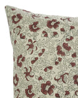 Throw Pillow Versatile – Handblock Printed Thick Linen with Sandhya Red Floral Design By Fabdivine.