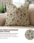 Throw Pillow Versatile – Handblock Printed Thick Linen with Sandhya Red Floral Design By Fabdivine.