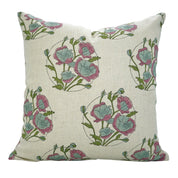 Pure Linen Hand Block Cushion Cover – Sandhya Pushp Pink Floral Design By Fabivine