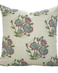 Pure Linen Hand Block Cushion Cover – Sandhya Pushp Pink Floral Design By Fabivine