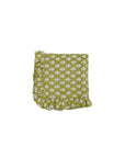 Handcrafted Floral Printed Pure Linen Luxurious Ruffle Frill Table Napkins Pinkcity with Green 