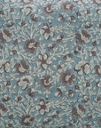 Saundrya Block Printed Handmade Floral Cushion Protector – Light Blue & Brown 