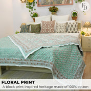 Cotton Quilts & Blankets with Medium Weight and Block Printed Soft Texture