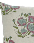 Pure Linen Hand Block Cushion Cover – Sandhya Pushp Pink Floral Design By Fabivine