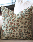 Throw Pillow Handblock Soft Thick Linen with Custom Jhilmil Brown Floral Pattern By Fabdivine.