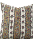 Square Throw Pillow Cover Handblock Printed Linen Blend Floral Design - Red Laxmi By Fabdivine.