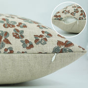 Throw Pillow Handblock Soft Thick Linen with Custom Jhilmil Brown Floral Pattern By Fabdivine.