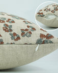 Throw Pillow Handblock Soft Thick Linen with Custom Jhilmil Brown Floral Pattern By Fabdivine.