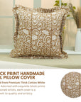 Block Print Thick Cotton White Frill Pillow Cover-Kundanvan