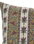 Square Throw Pillow Cover Handblock Printed Linen Blend Floral Design - Red Laxmi By Fabdivine.