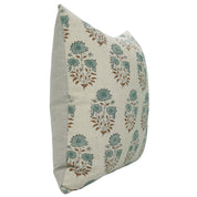 Pure Linen Handblock Printed Floral Pillow Case – Mayra Green By Fabdivine.