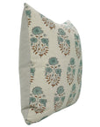 Pure Linen Handblock Printed Floral Pillow Case – Mayra Green By Fabdivine.