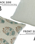 Pure Linen Handblock Printed Floral Pillow Case – Mayra Green By Fabdivine.