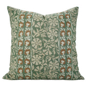 Linen Blend Hand Block Floral Printed Pillow Cover – Rajat Border By Fabdivine