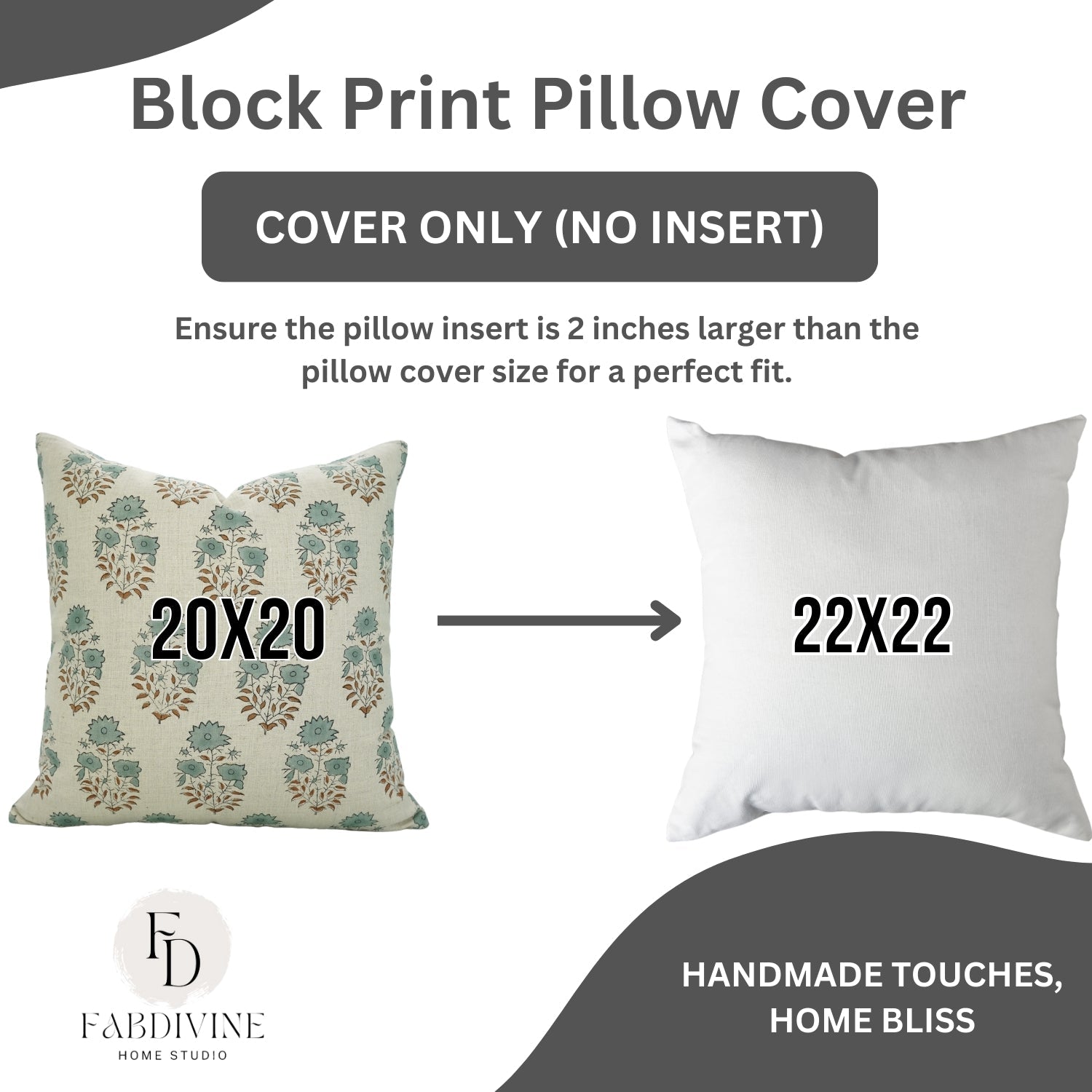 Pure Linen Handblock Printed Floral Pillow Case – Mayra Green By Fabdivine.