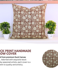 Block print Pillow cover for sofa, couch or bed- Pure Linen- RAJAT - Fabdivine