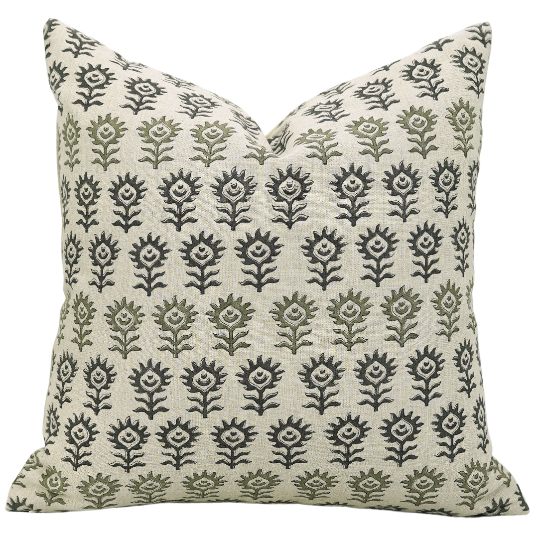 Square/Lumber block print pillow cover- Pure Linen- SURAJMUKHI - Fabdivine