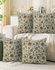 Set Of 4 Hand Block Print Cotton Linen Designer Pillow Cover- Pushplata