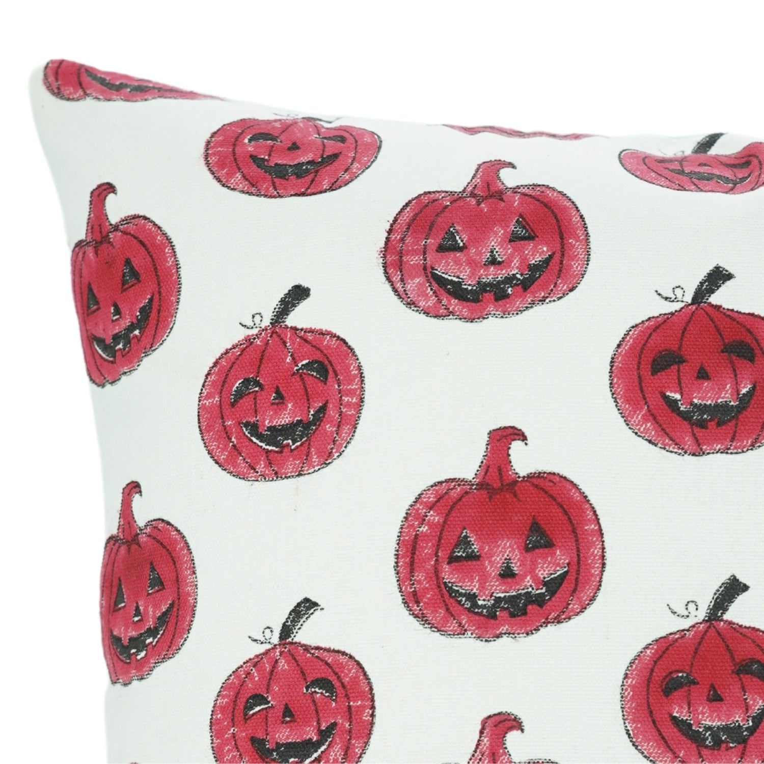 Hand Block Printed Throw Cushion Cover Thick White Cotton – Pumpkin Red By Fabdivine.