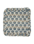 Vintage Inspired Floral Printed Soft Hemmed Frill Table Napkins - 100% Pure Linen Jatyu Blue