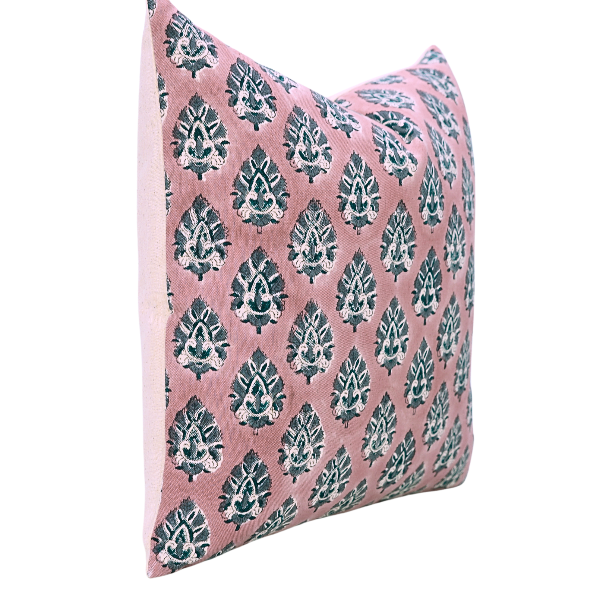 Block print Duck Canvas throw pillow cover- BETEL LEAF - Fabdivine