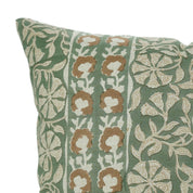 Linen Blend Hand Block Floral Printed Pillow Cover – Rajat Border By Fabdivine