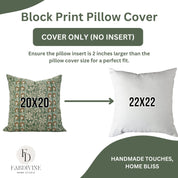 Linen Blend Hand Block Floral Printed Pillow Cover – Rajat Border By Fabdivine