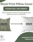 Linen Blend Hand Block Floral Printed Pillow Cover – Rajat Border By Fabdivine