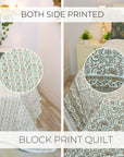 Medium & Soft Cotton Quilt/Blanket And Block Printed Design