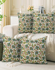 Set Of 4 Block Print Cotton Linen Throw Pillow Cover- Vasundhra