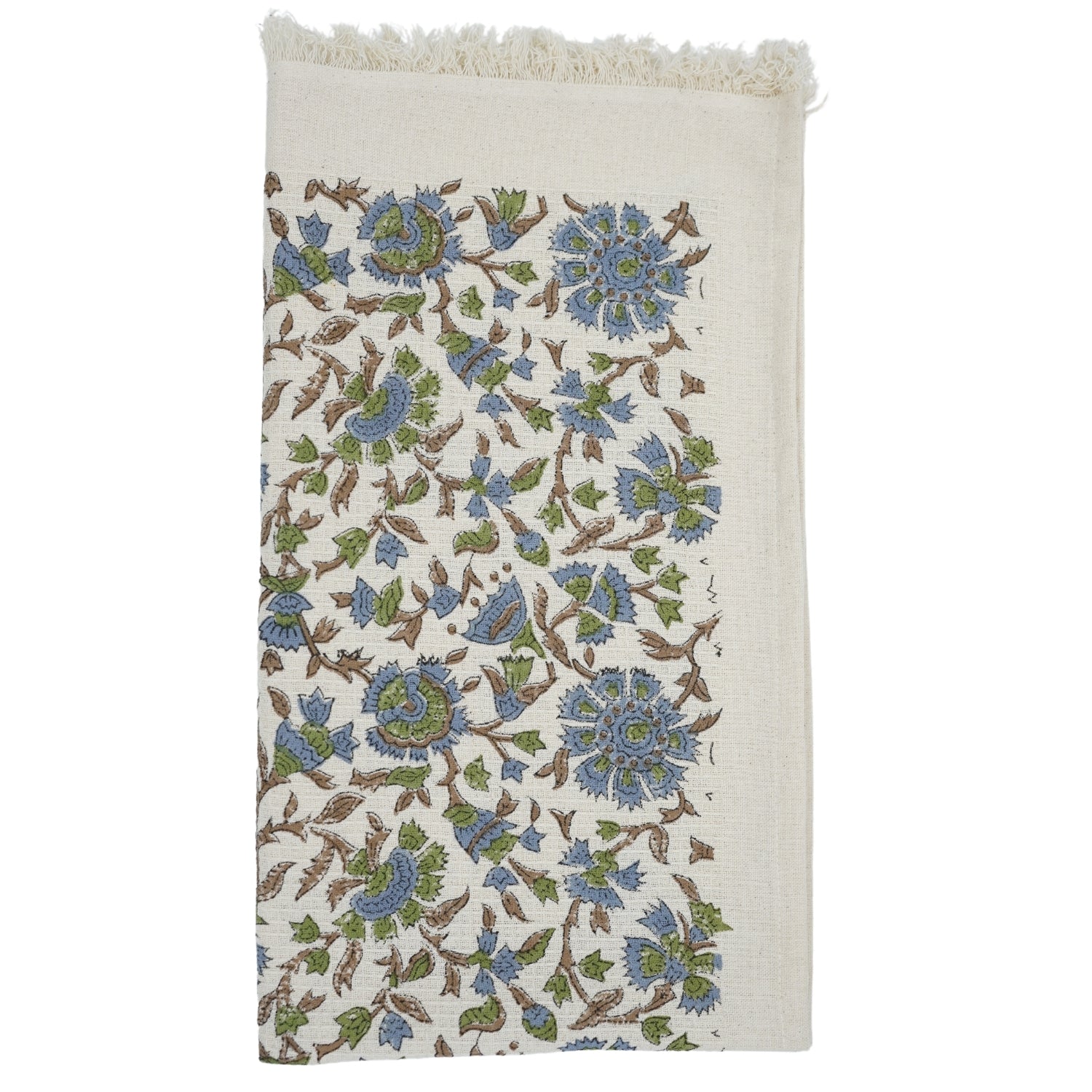 Handcrafted Floral Cotton Waffle Hand Towels - Pusplata Blue Elegance By Fabdivine