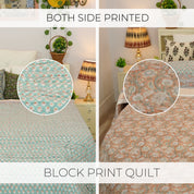 Medium-Weight Soft Cotton Block Printed Quilts & Blankets