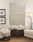 Pure White Linen Block Print Roman Shade -Kohinoor