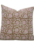 6 Kamal Handcrafted Viscose Linen Cushion Wrap – Pink & Brown Floral Block Print Elegance