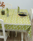 FLORAL BLOCK PRINT HANDMADE DECORATIVE INDIAN TABLE COVERING IN COTTON FABRIC - NAYAB