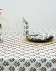 HAND BLOCK PRINTED FLORAL COTTON KITCHEN TABLE WRPS And NAPKINS SET - CHUI MUI