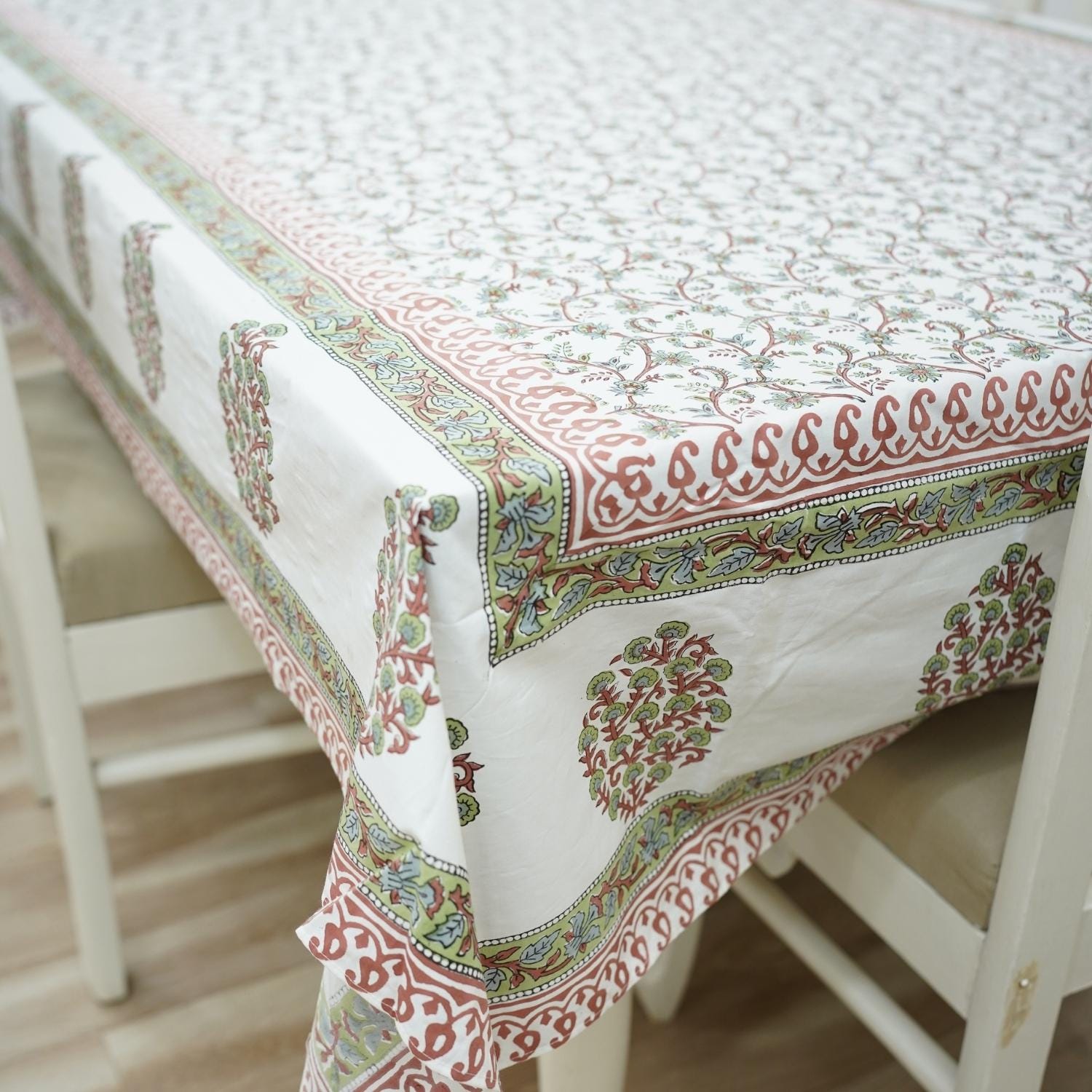 DESIGNER FLORAL PRINTED COTTON TABLE/DINING COVER WITH NAPKINS - VARANASI