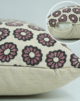 Indian Hand Block Printed Linen Blend Cushion Cover – Bulbul Floral Design By Fabdivine