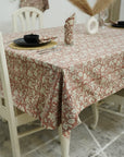 Classic Floral Hand-Block Printed Duck Canvas Custom Tablecloth – Manikarnika By Fabdivine