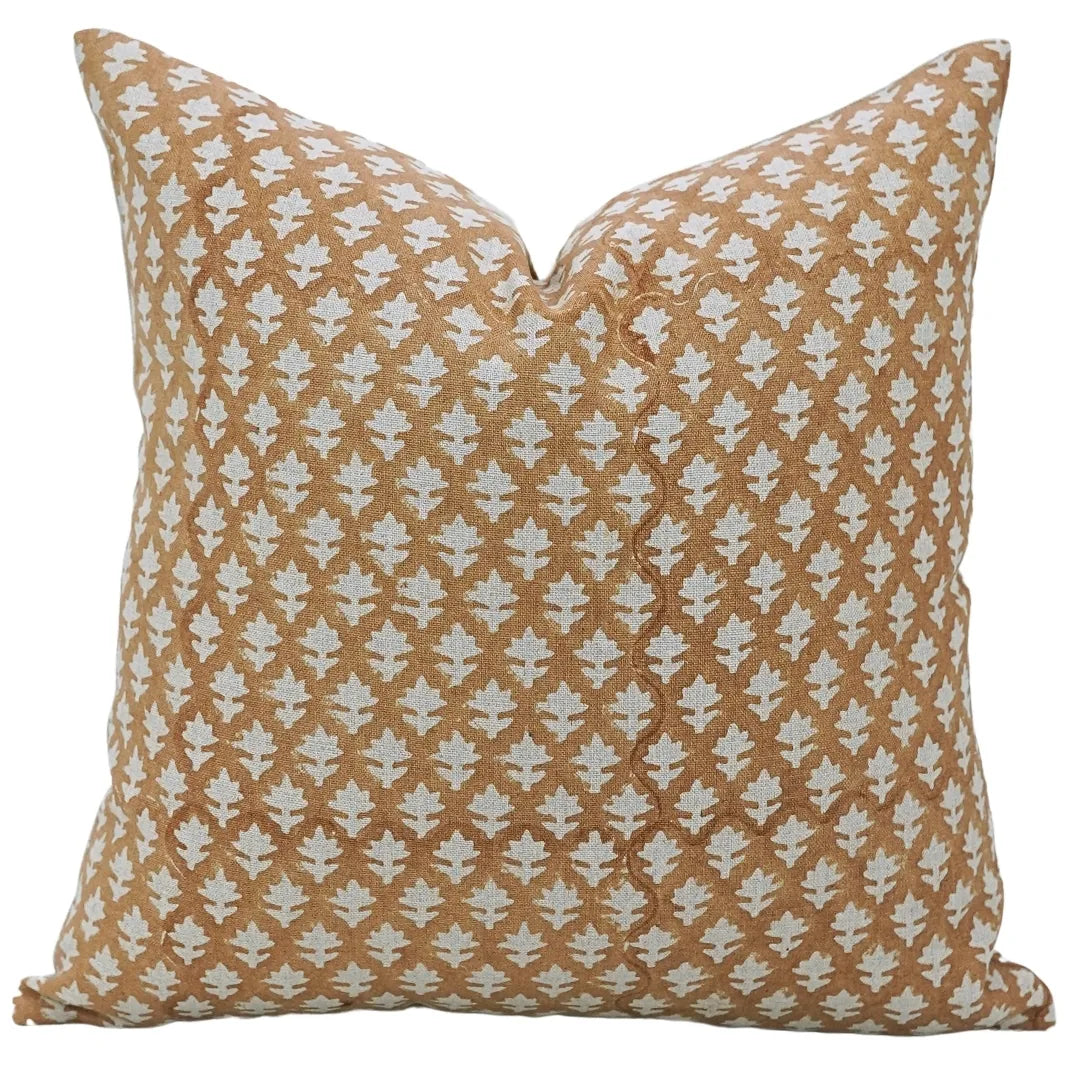 Block Print Linen Pillow Cover- PINKCITY - FABDIVINE LLC