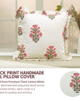 Block Print Thick Cotton White Frill Pillow Cover-Swadesh