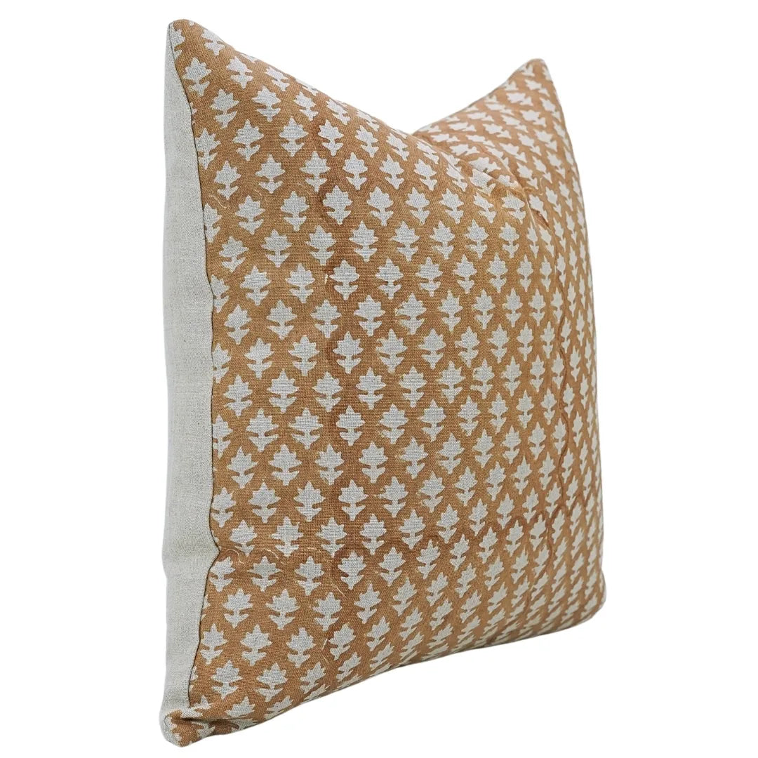 Block print Pure Linen throw pillow cover- PINKCITY - Fabdivine