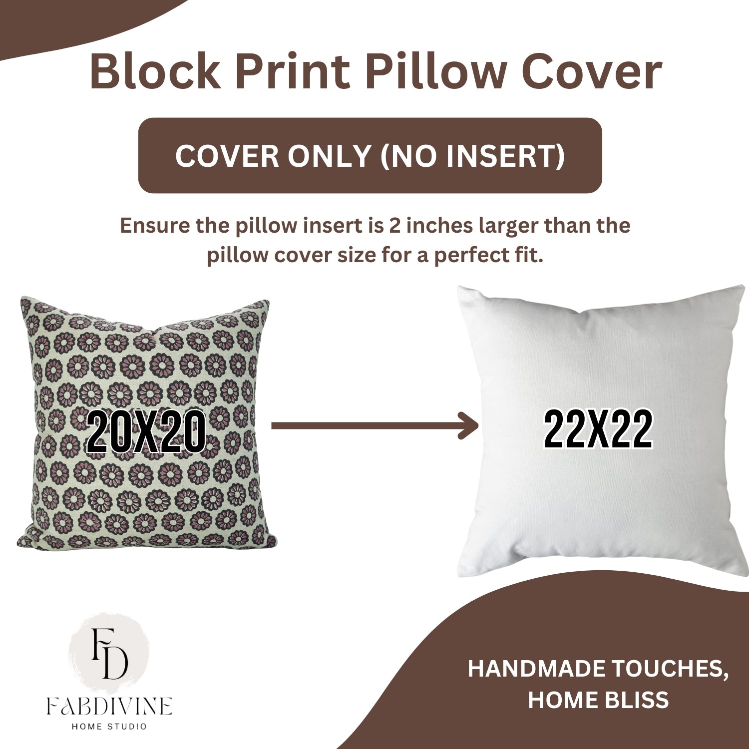 Indian Hand Block Printed Linen Blend Cushion Cover – Bulbul Floral Design By Fabdivine