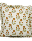 Thick Cotton White Block Print Designer Boho Pillow/Cushion Cover - Rishi